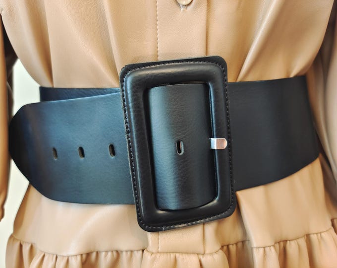 Wide Black Real Leather Belt by Vanzetti Made in Germany