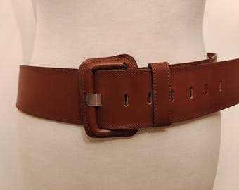 Theory Brown Leather Wide Belt Women Size Small - Etsy display picture 1