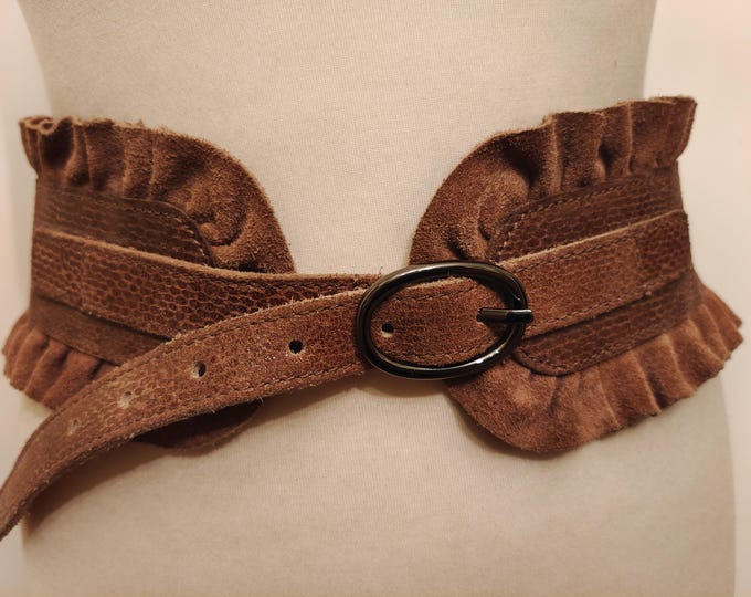 Extra Wide Brown Real Leather Belt by Per Una