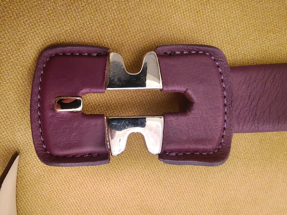 Francesco Biasia Metallic Leather Belt – Size M Real Leather Purple Belt by Francesco Biasia Made in Italy  main image 3