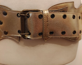 90s Vintage Metal Studded Faux Leather Canvas Belt/gold  display picture 2