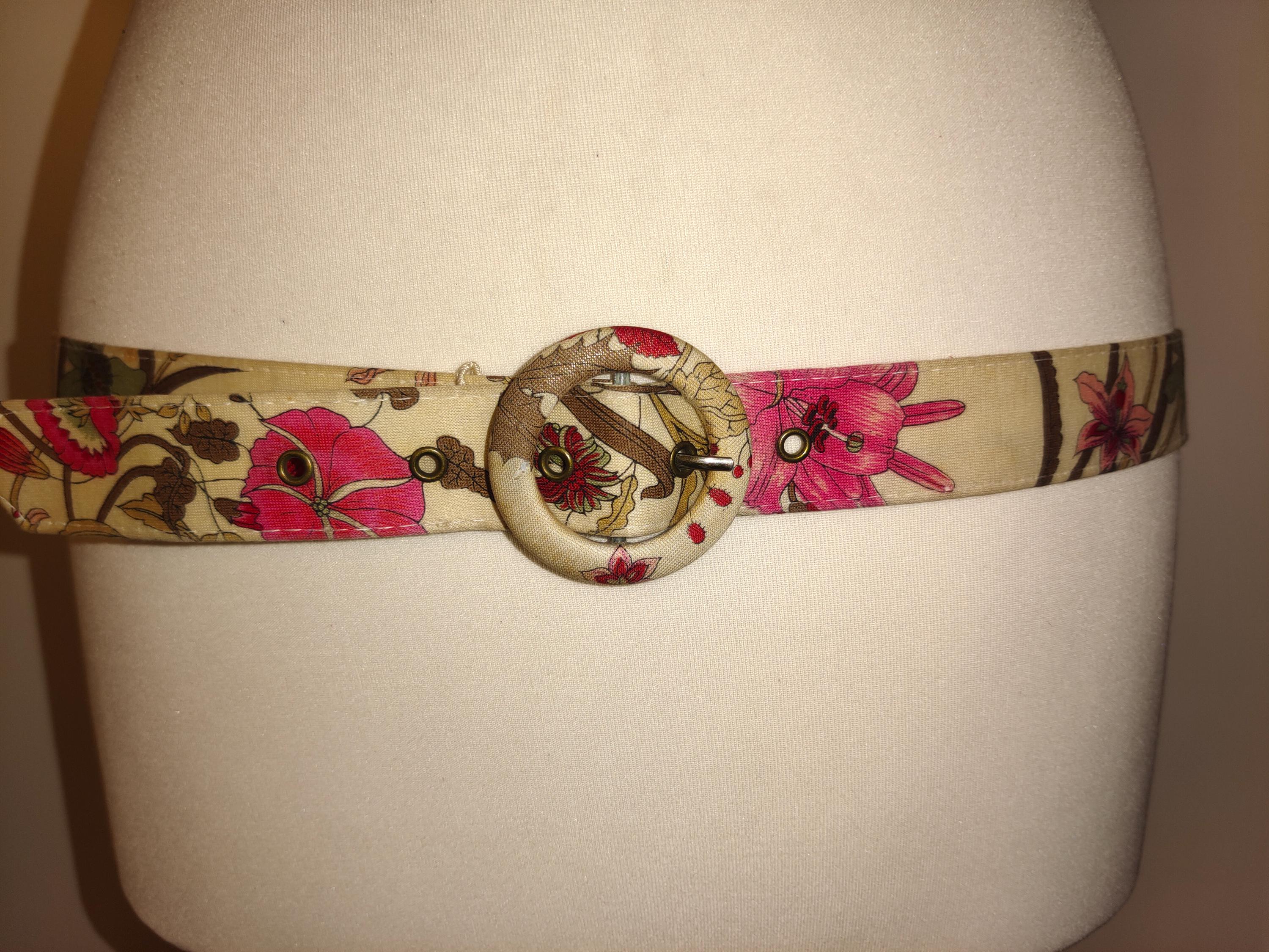 Flower Garden Regular Fabric Vintage 80 s Belt by Astor Made in Germany