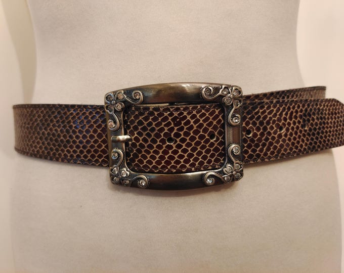 90's Vintage Brown Real Leather Belt by Töpfer Made in Germany