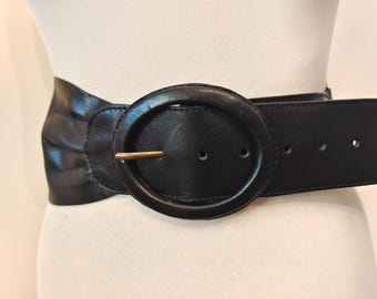 Extra Wide Black Real Leather Belt by Autograph Marks & Spencer