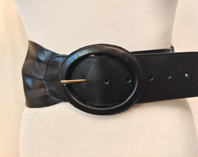 Extra Wide Black Real Leather Belt by Autograph Marks & Spencer