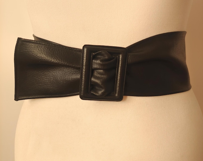 80's Real Vintage Black Wide Belt - Very Unique