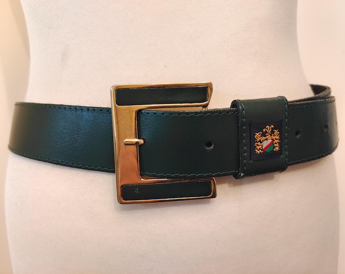 90's Vintage Green Real Leather Belt by Sempre