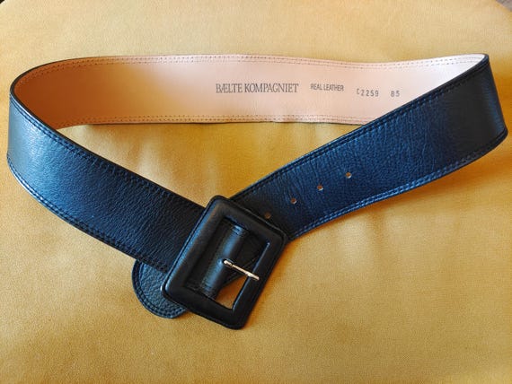 Baelte Kompagniet のワイド ブラック リアル レザー 90 年代