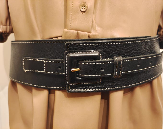 Wide Thick Black Real Leather Belt by Baelte Kompagniet