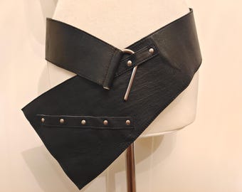Extra Wide Long Black Real Leather Belt by NOR Made in Denmark