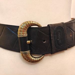 80&#39;s Vintage Wide Chocolate Brown Real Leather Belt by Bellido