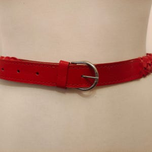 小物 Vintage 80s Red Braid Design Belt 80s Red Braided Rope Belt, Vintage Minimal Braided Belt
