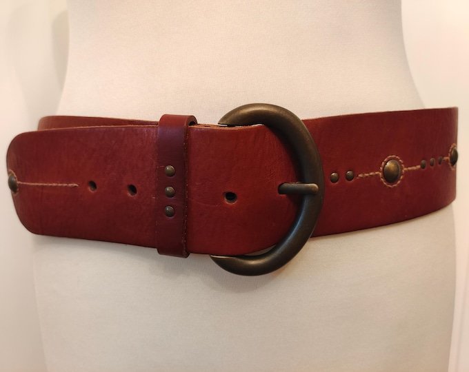 Wide Brown Heavy Thick Real Leather Belt by Fossil
