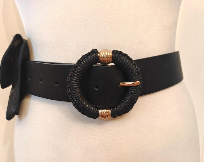 Black Faux Leather Belt With Pocket by Reserved