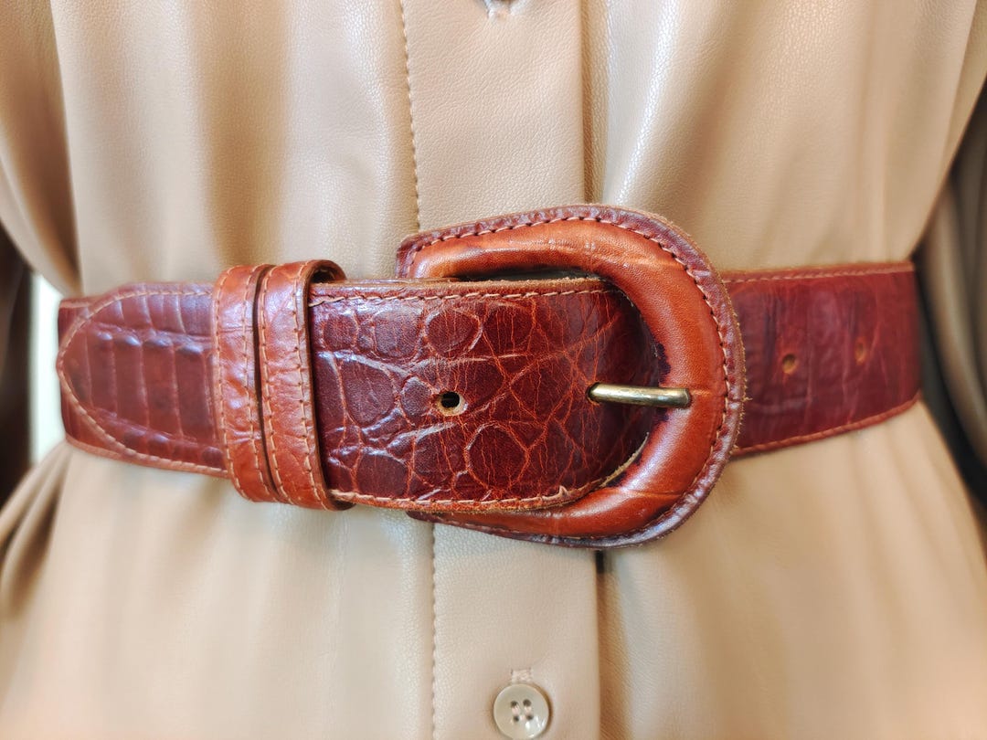 90's Vintage Brown Real Leather Belt by Talbots - Etsy