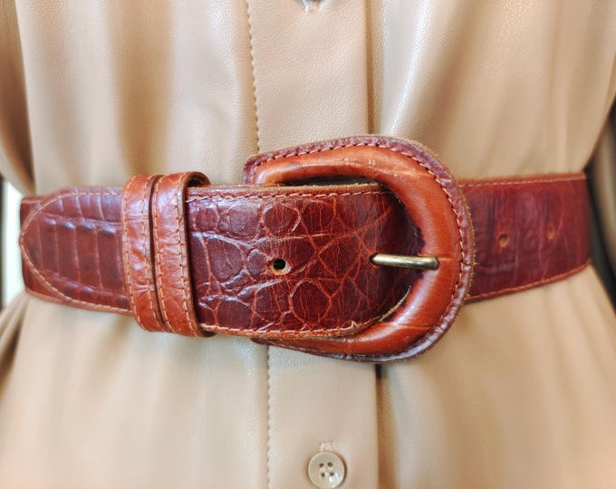 90's Vintage Brown Real Leather Belt by Talbots