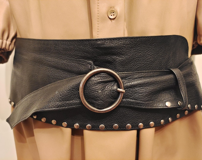 Extra Wide Black Real Leather Belt by Baelte Kompagniet
