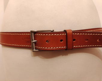 Regular Brown Thick Real Leather Belt by Miguel Bellido Made in Spain