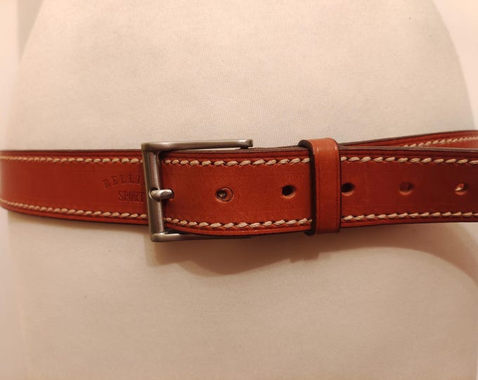 Regular Brown Thick Real Leather Belt by Miguel Bellido Made in Spain