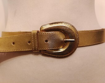 Vintage 70s Gold Tone Scale Belt, Floral Buckle - Etsy display picture 2