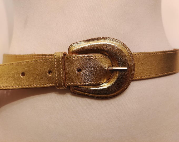80's Vintage Golden Real Leather Belt