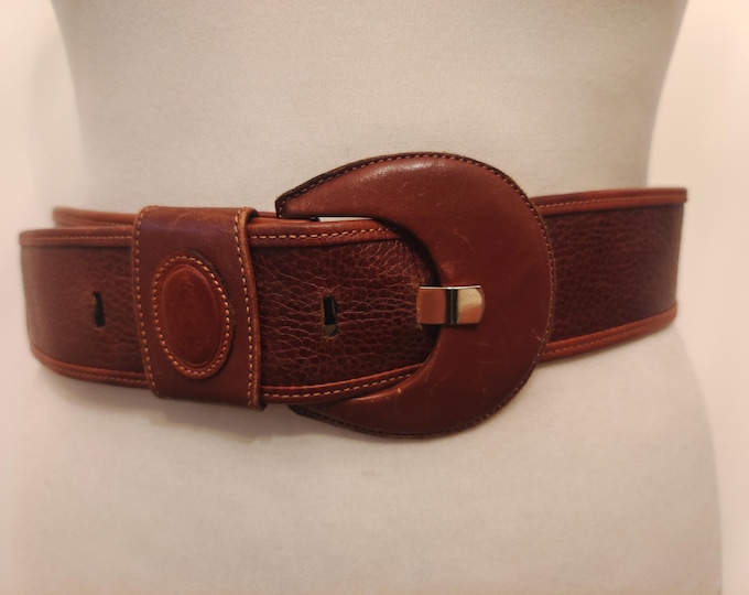 90's Vintage Brown Real Leather Belt