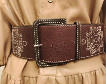 Wide Brown Real Leather Belt by New Yorker - Etsy display picture 1