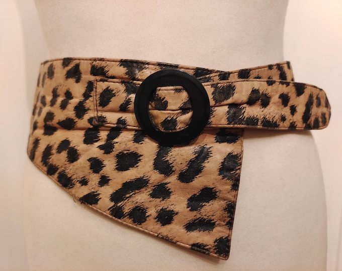 80's Vintage Animal Print Faux Leather Belt