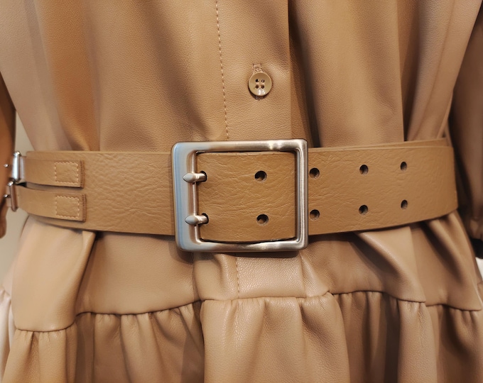 Brown Faux Leather Belt With Silver Metal Buckle by Esprit