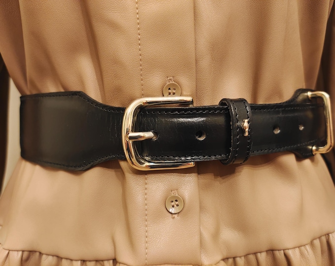 Black Real Leather Belt by Ochnik