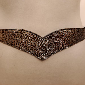 Vintage 80&#39;s Real Leather Golden Belt