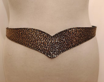 Vintage 80's Real Leather Golden Belt