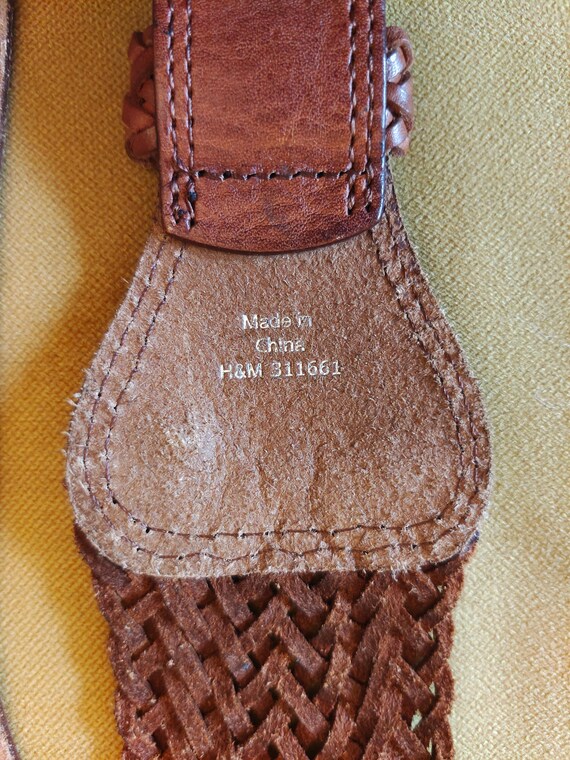 Large ceinture tissée en cuir véritable marron de H&M France