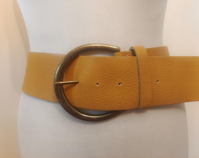 Wide Mustard Real Leather Belt by Oasis Made in England