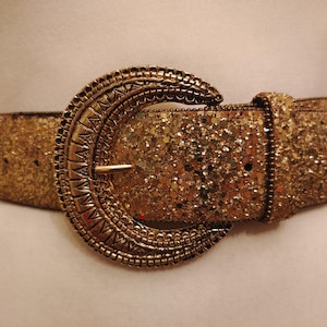 Wide Golden Real Vintage 80&#39;s Faux Leather Belt