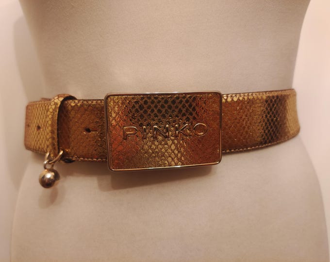 Golden Real Leather Belt by PINKO Made in Italy