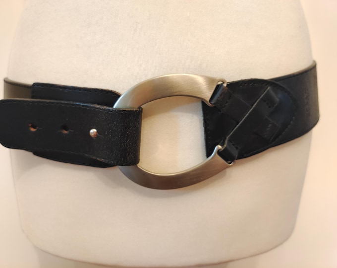 Wide Black Real Leather Belt by Esprit Made in Germany
