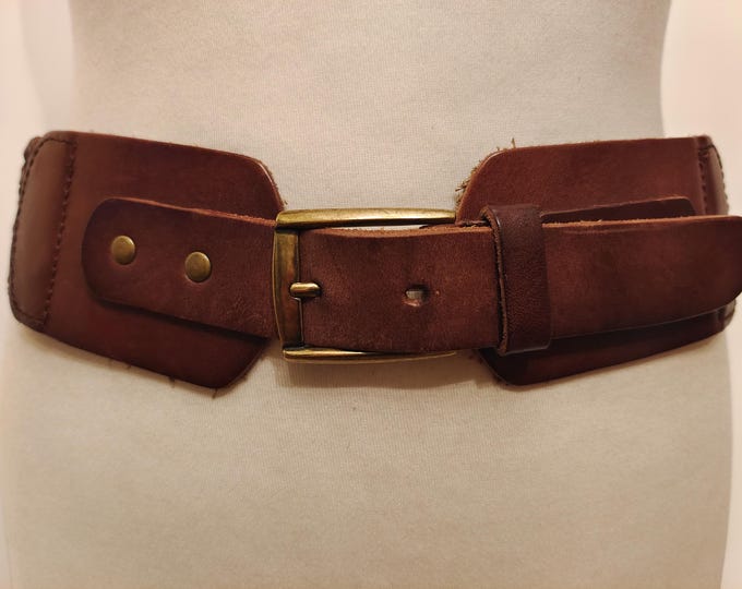 Wide Brown Real Leather Belt by Pepe Jeans London