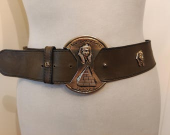 Vintage Olive Green Real Leather Egypt Belt