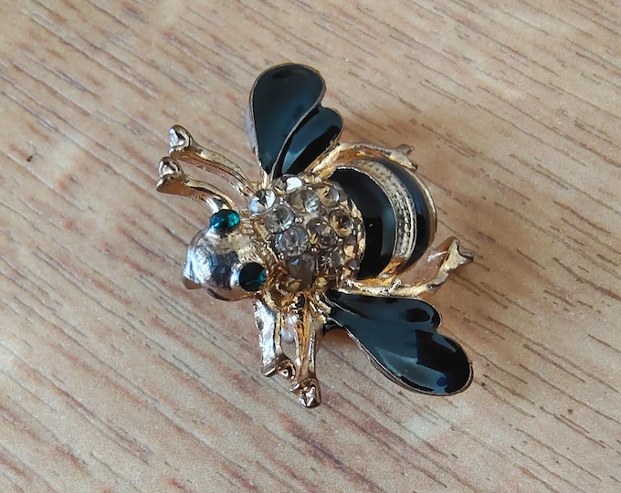 Golden Black Bee Brooch