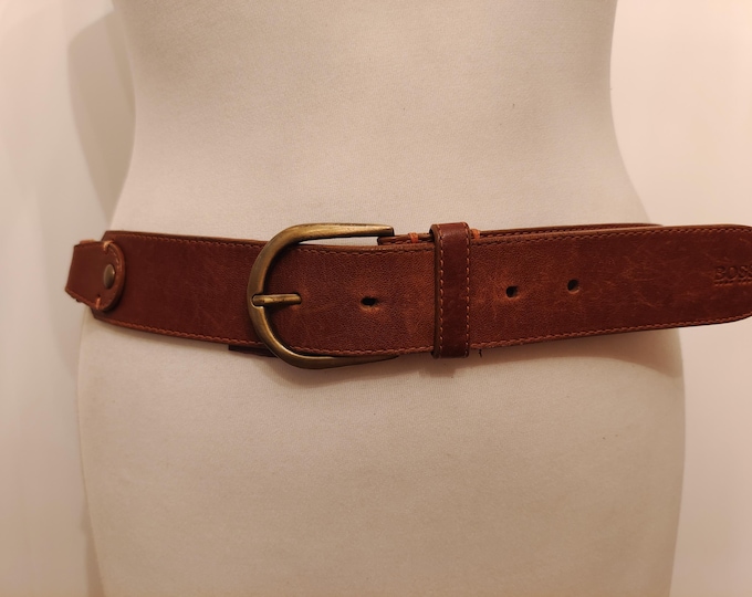 Brown Real Leather Vintage Belt by Hugo Boss - Hand Made In India