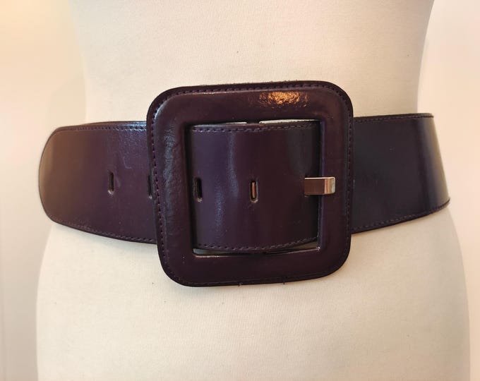 Wide Purple Real Leather Belt by Oasis Made in England