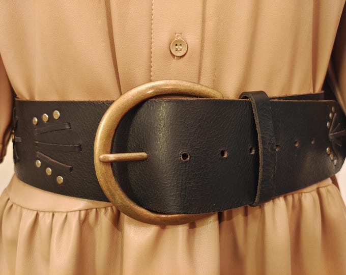 Wide Black Real Leather Belt by Next
