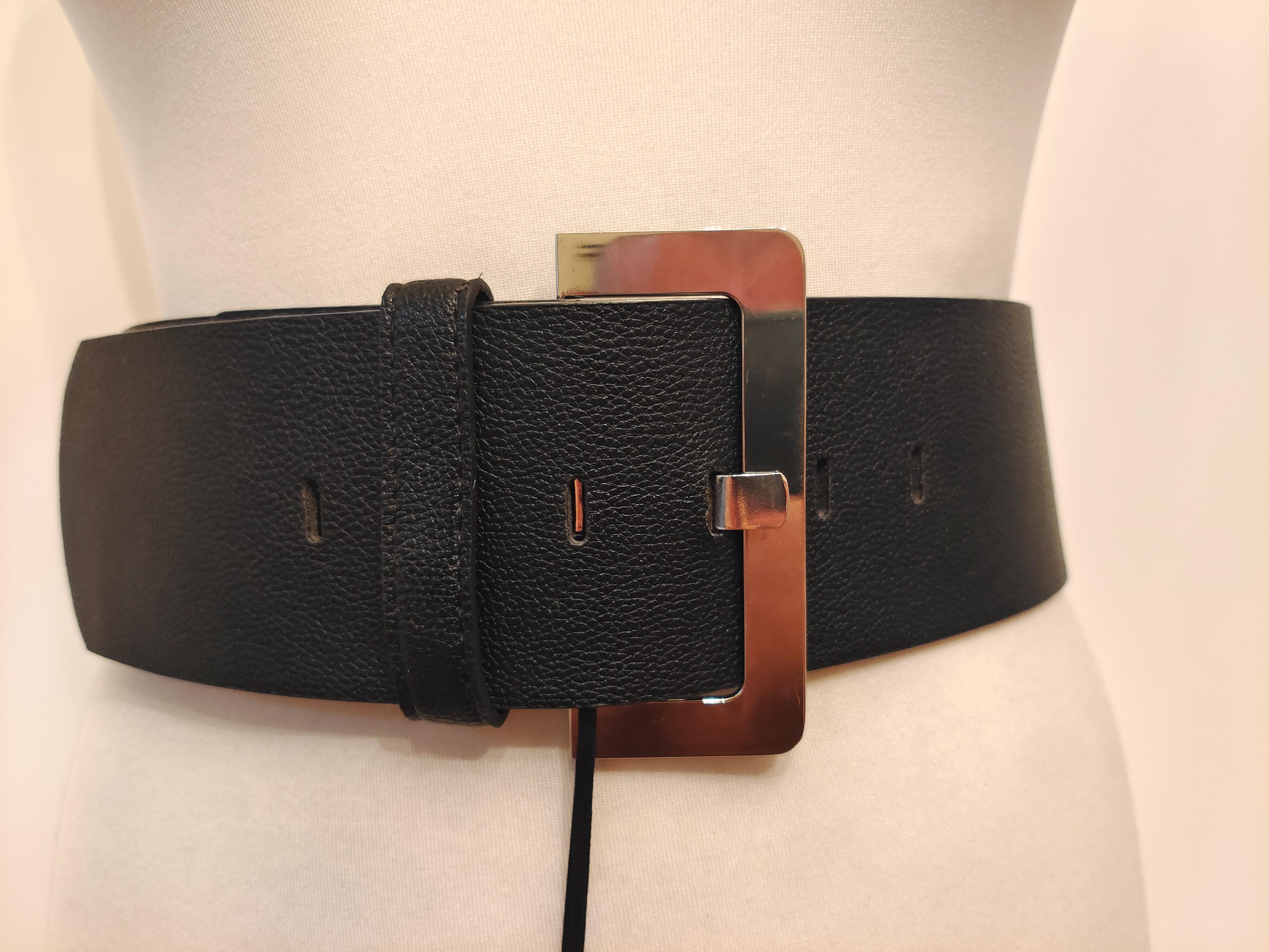 4974 Black Leather Belt With Shiny Silver Metal Buckle Unique Inflated Black Leather Belt With Big Silver Metal Buckle - Etsy main image 2