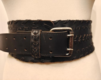 Wide And Thick Black Real Leather Belt