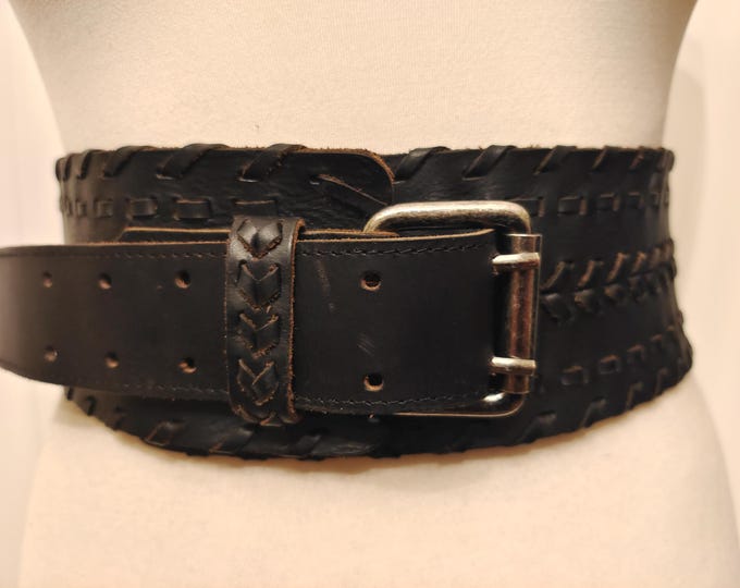 Wide And Thick Black Real Leather Belt