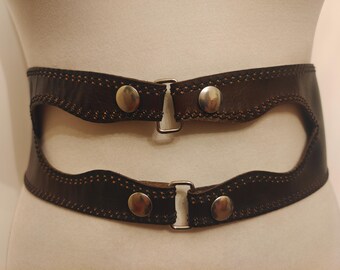 Vintage 90s Dark Brown Leather Belt: Extra Wide Margit Brandt Copenhagen