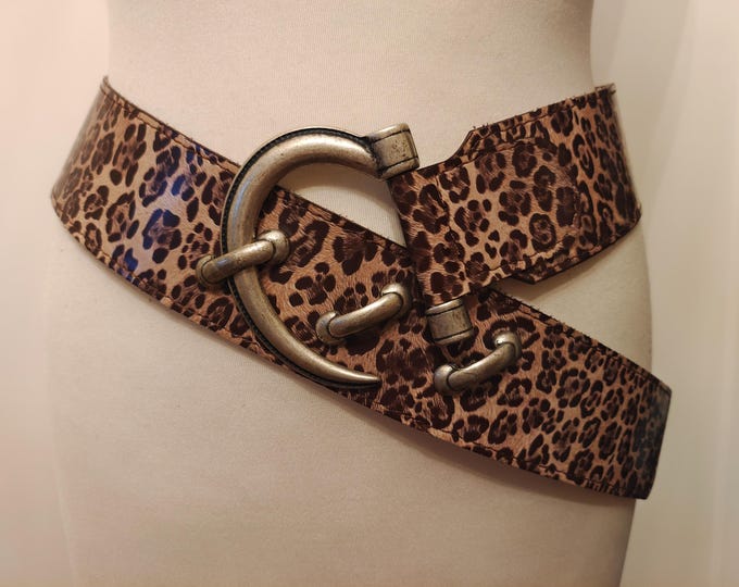 Wide Animal Print Faux Leather Belt by Brownings
