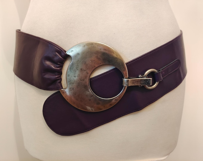 90's Vintage Wide Purple Faux Leather Belt by Robako Ceintures