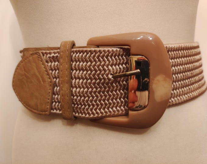 Wide Vegan Beige Elastic Belt by Primark